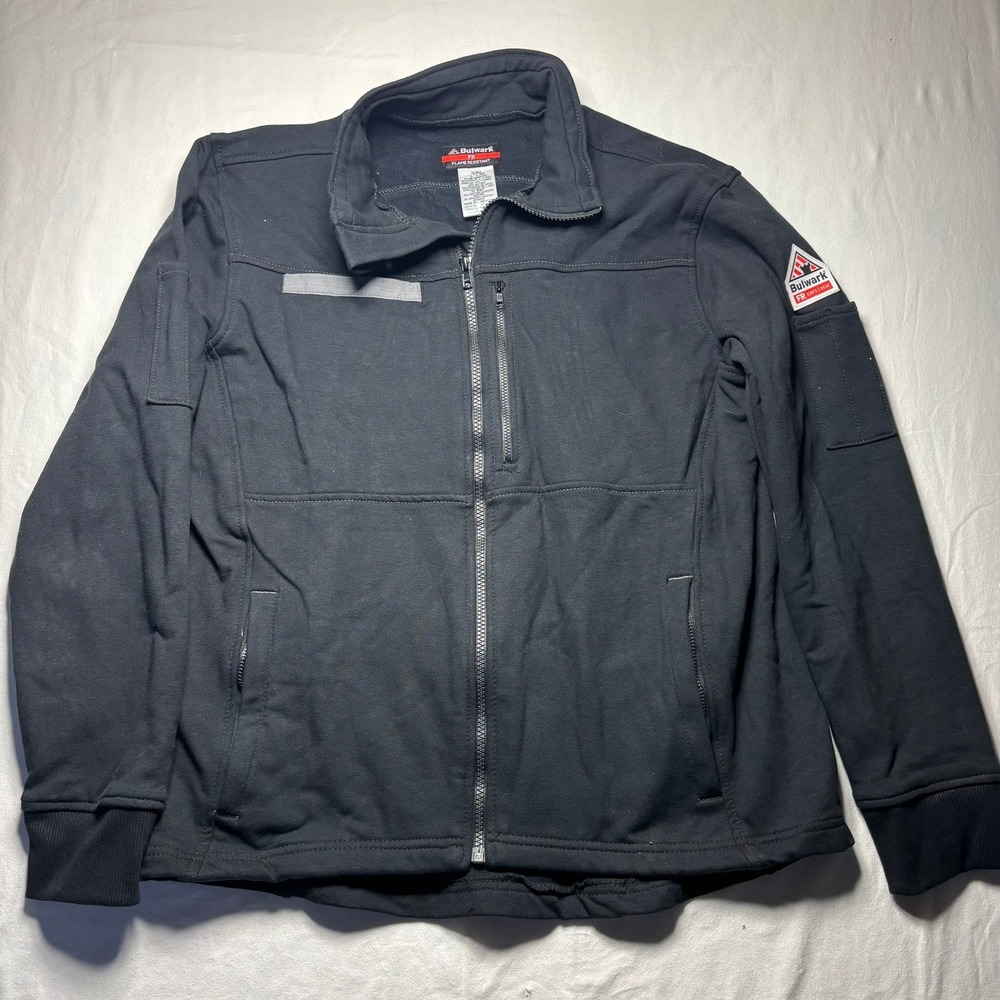 Bulwark FR Jacket Mens Large Black Flame Resistant Cat 2 2112 Full Zip Workwear